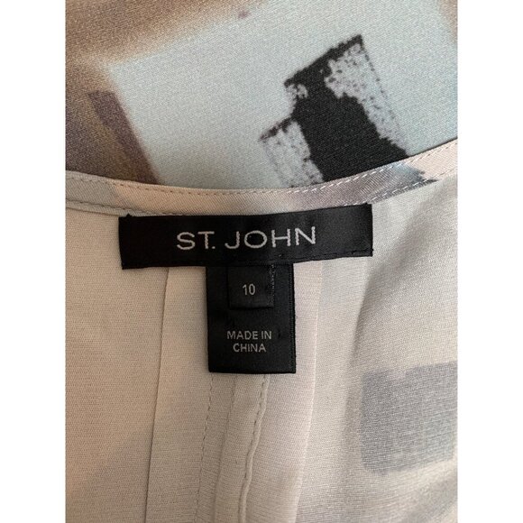 St. John Womens Sleeveless Geometric Print Blouse Size 10 - Picture 5 of 6